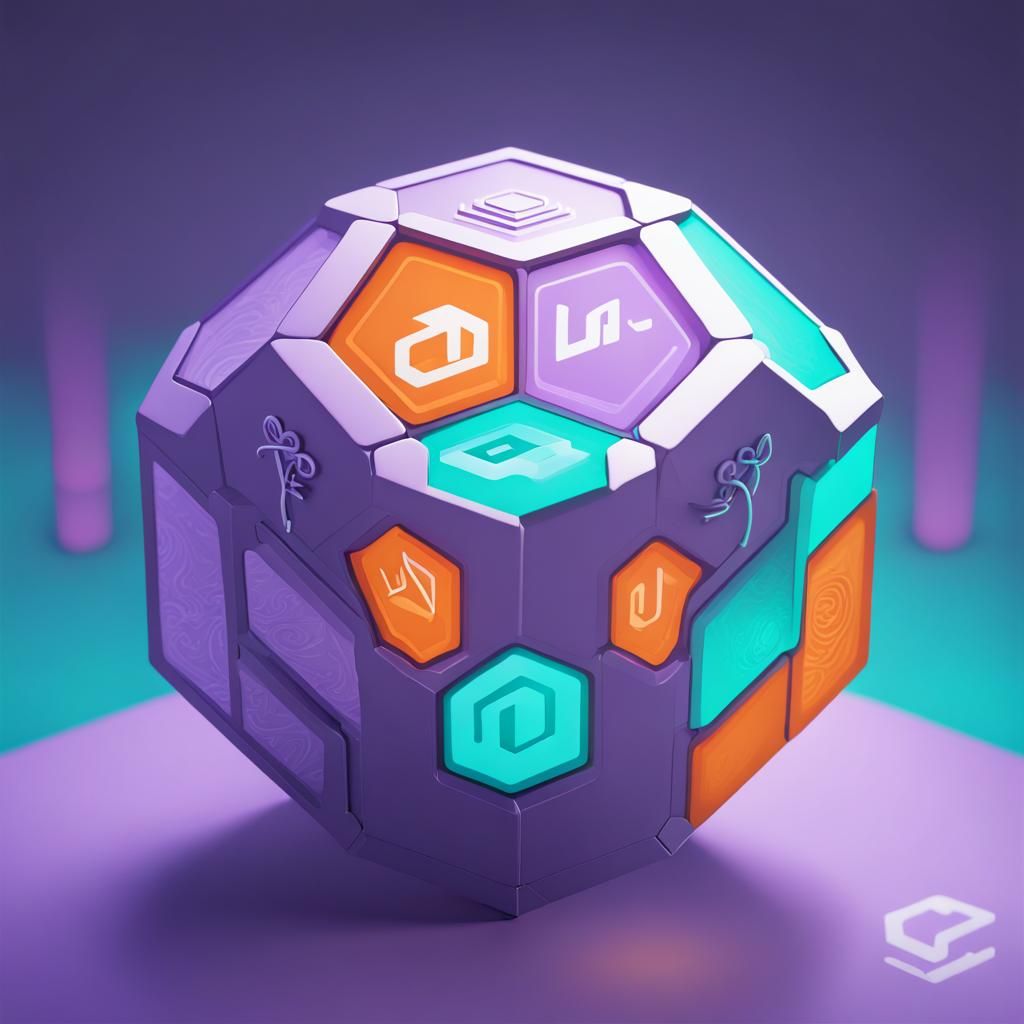 Lavender Hexagon Cube Logo in 8K