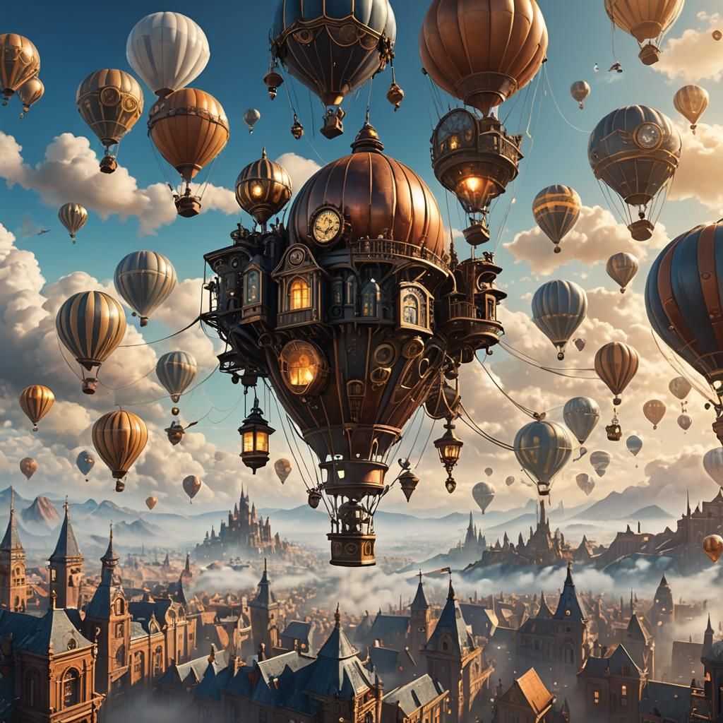 Steampunk City in the Sky: Retrofuturistic Concept Art