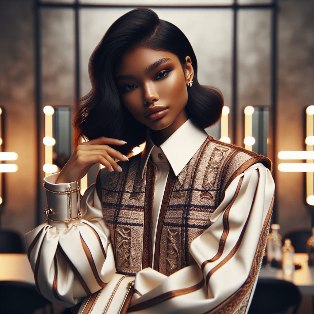 Elegant Blasian Vogue Cover Girl in Cinematic Style