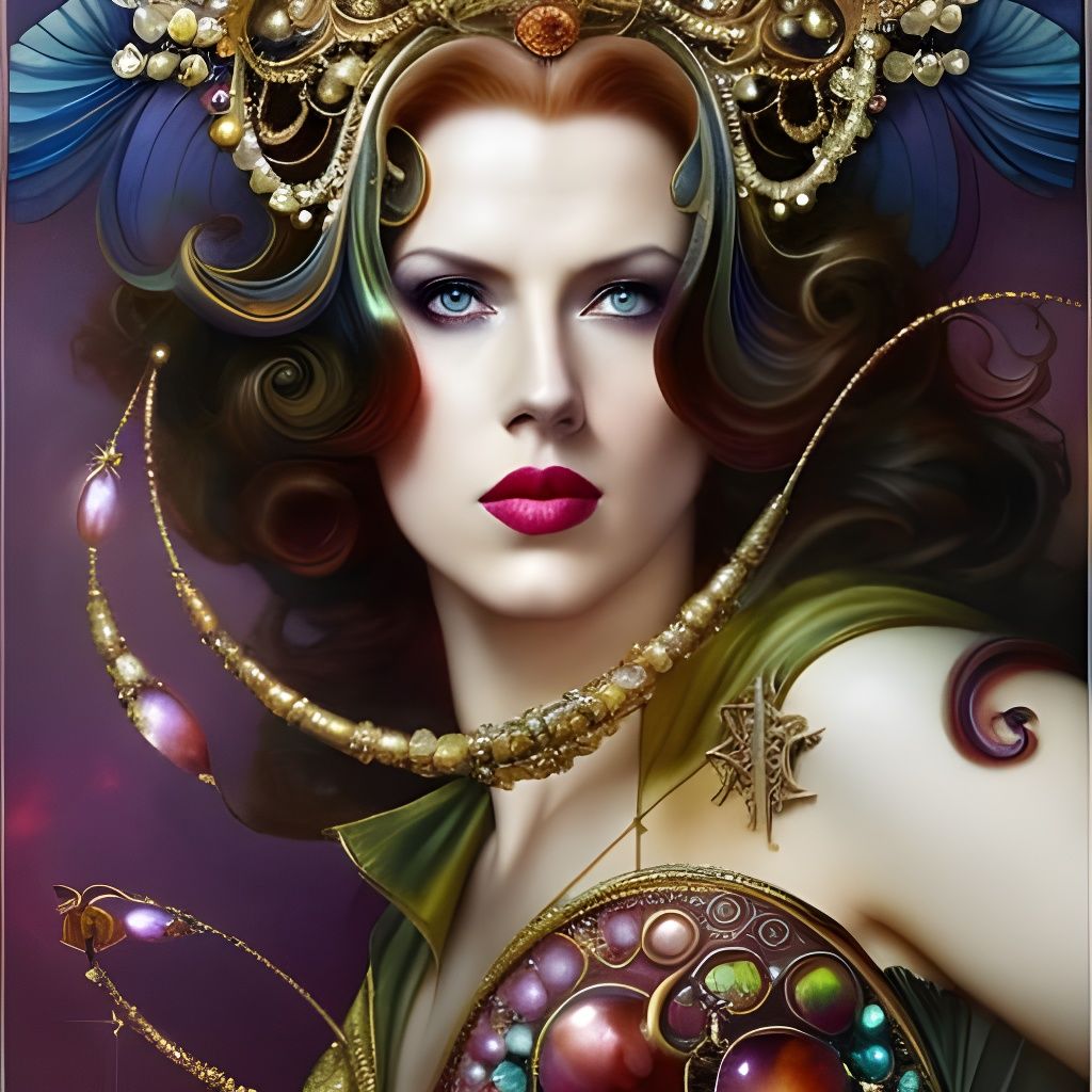 Cosmic Queenly Goddess with Galaxy Background