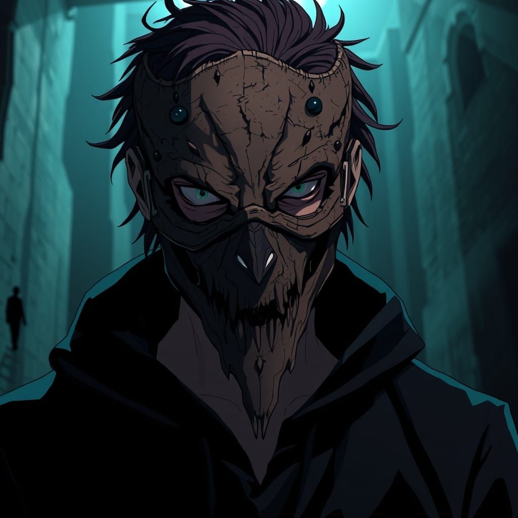 Mysterious Masked Man in Studio Trigger Anime Style