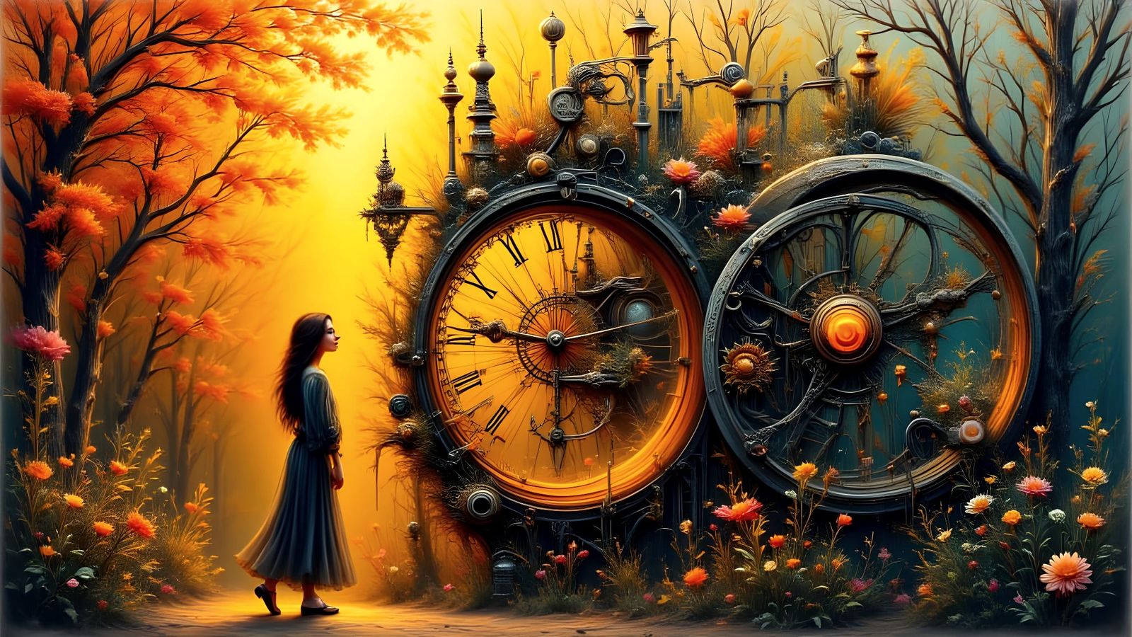 Golden Solar Kinetic Art with Bold Black Lines