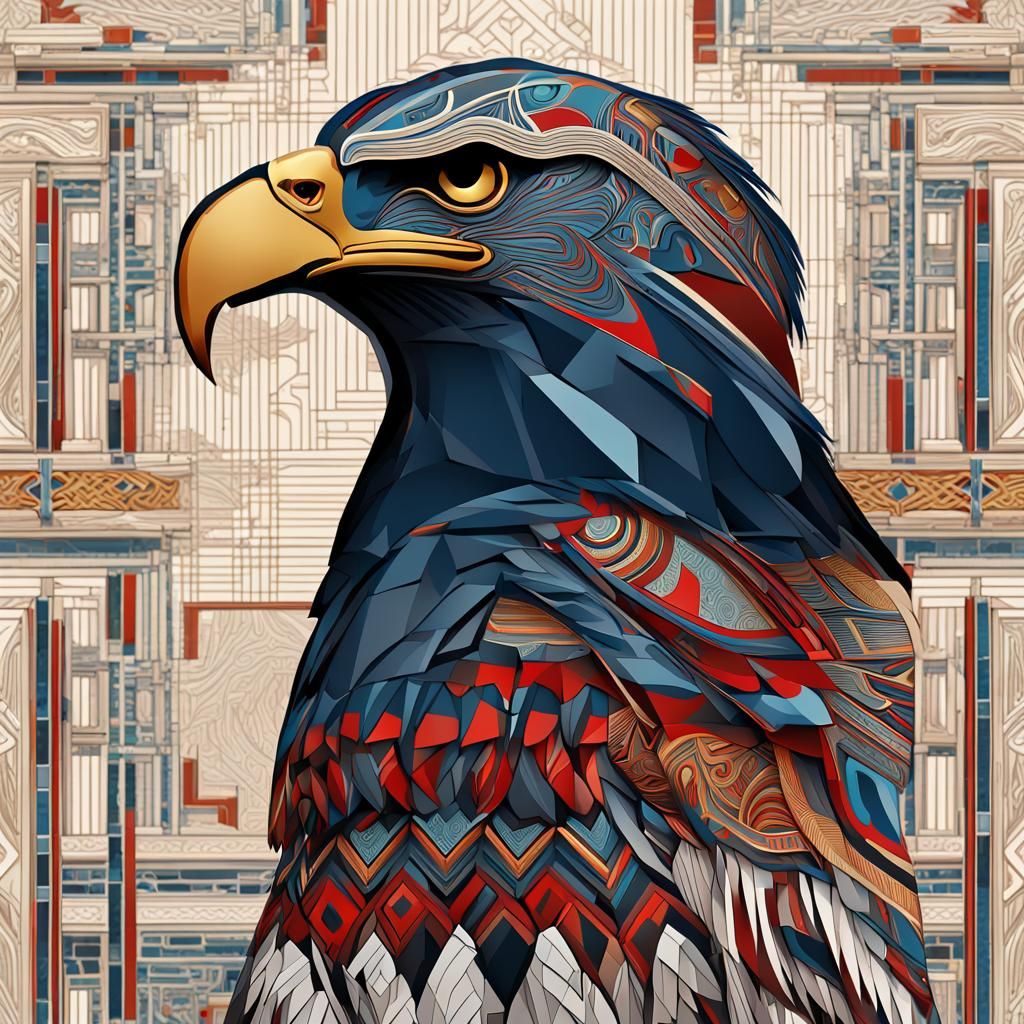 Haida Eagle in Traditional Indigenous Art Style