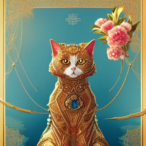 Luxury Cat Empress in Ornate Jewelry