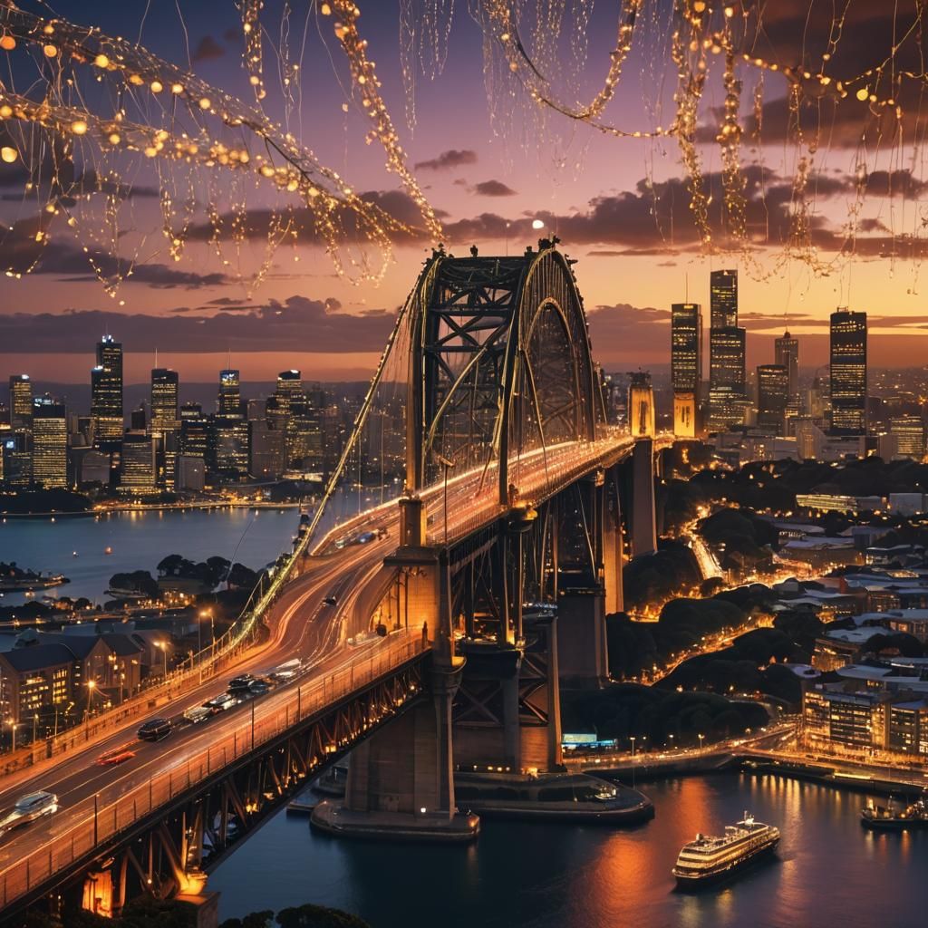 Sydney Harbour Bridge at Sunset in Golden Hour