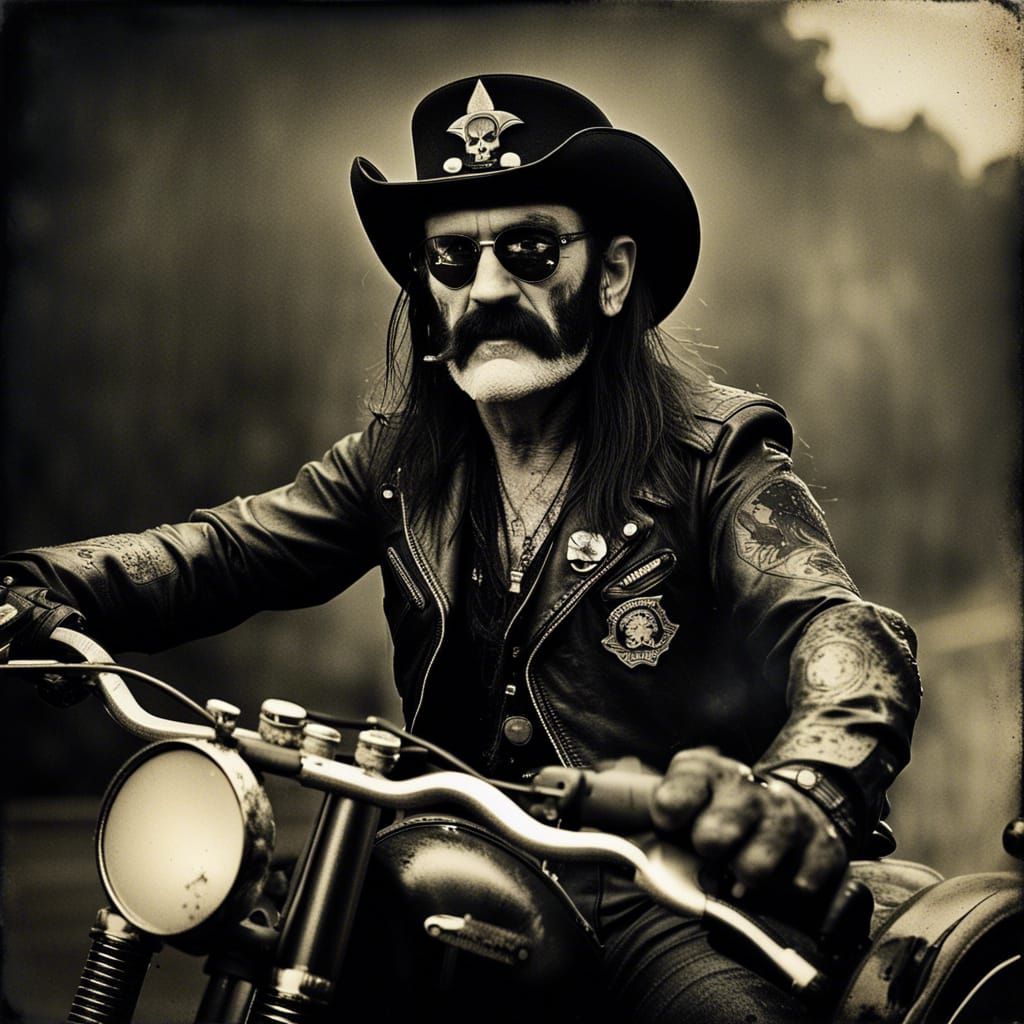 Zombie on Motorbike: Dark Wet Plate Photography
