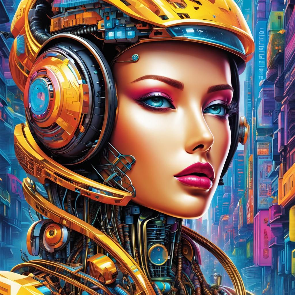 Futuristic Street Art: AI and Humanity in 2050