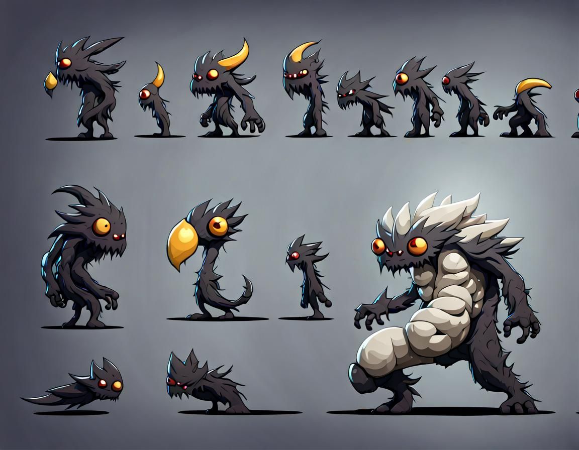 2D Platformer Game Sprite Sheet in Vector Style