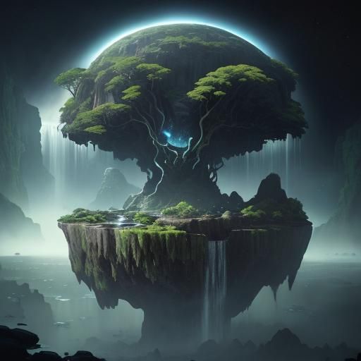 Lush Oasis Planet Floating in Outer Space