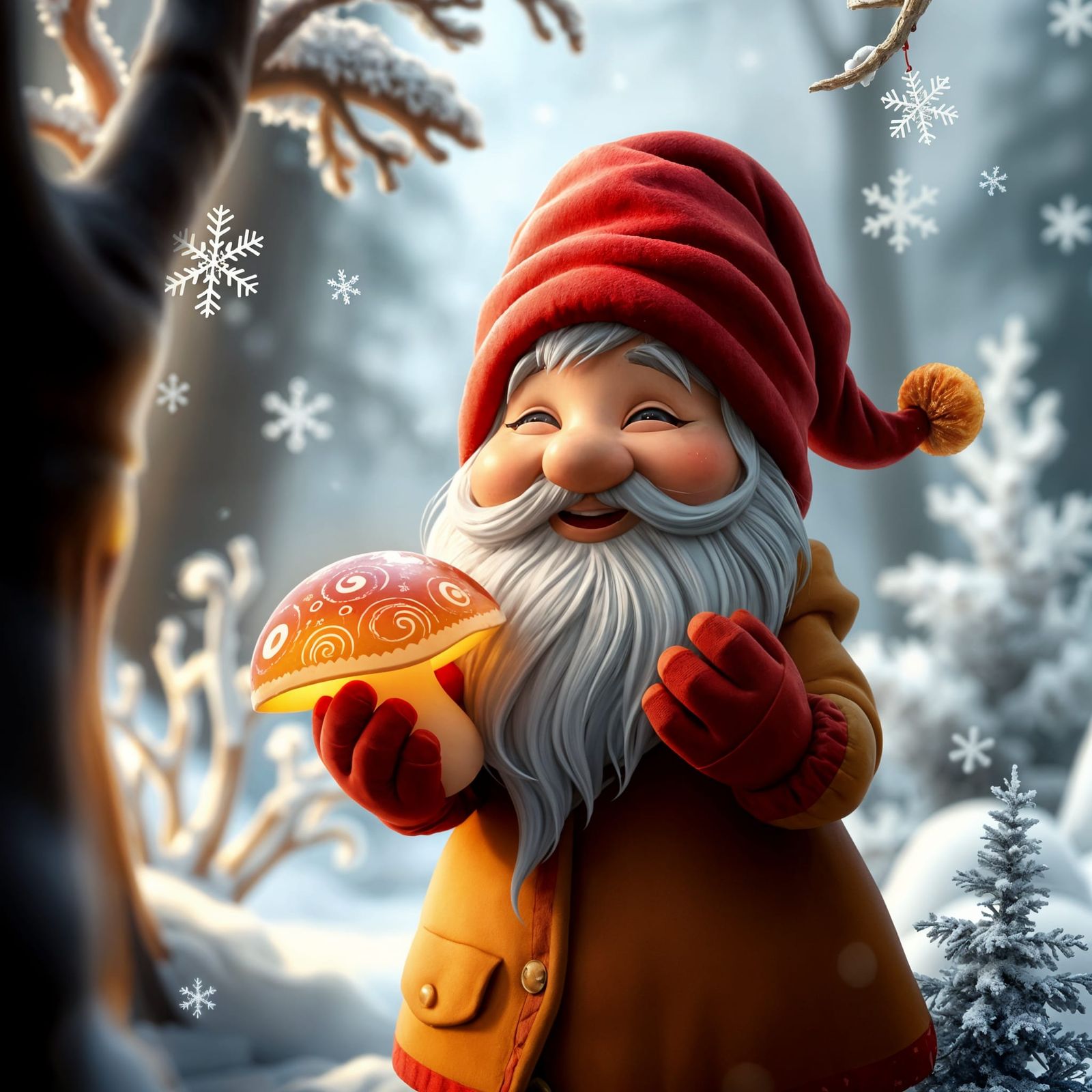 Whimsical Winter Wonderland in Vibrant Art Style