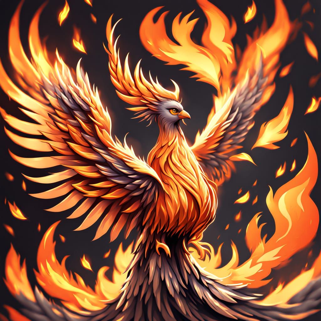 Clippy as a Phoenix Rises in Flames