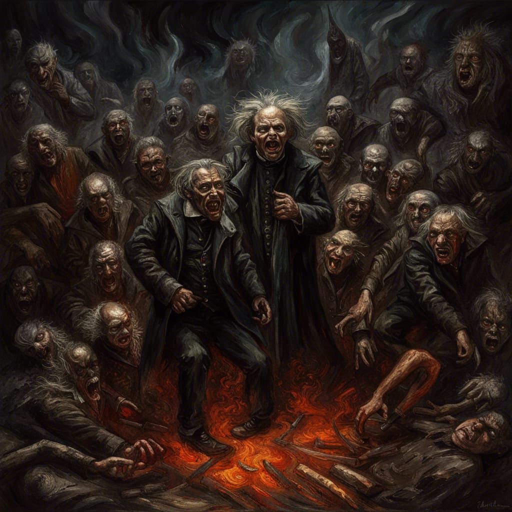 Disturbing Gothic Scene as Impasto Painting