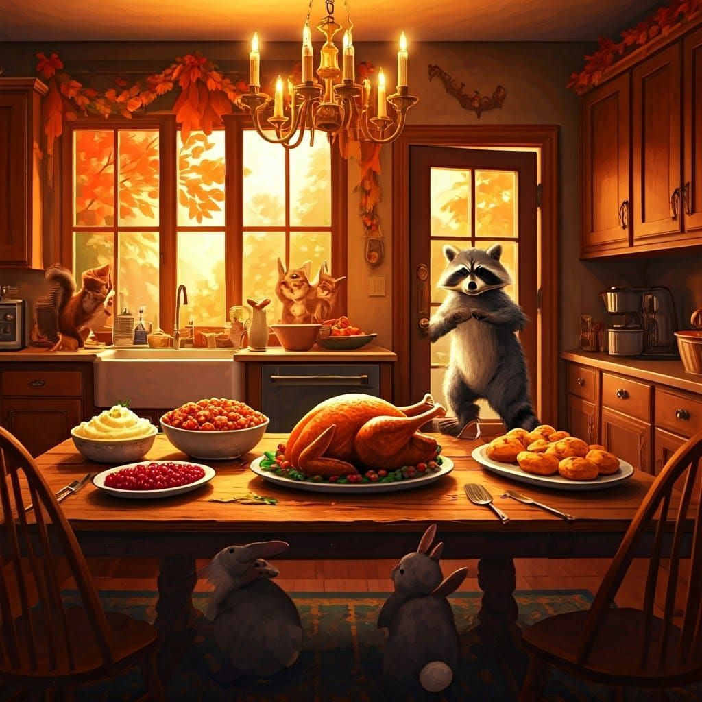 Whimsical Woodland Animals Thanksgiving Feast
