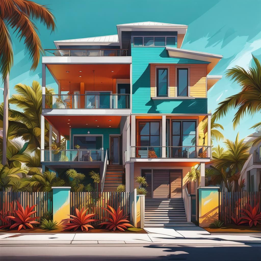 Modern Key West Home in Splash Art Style