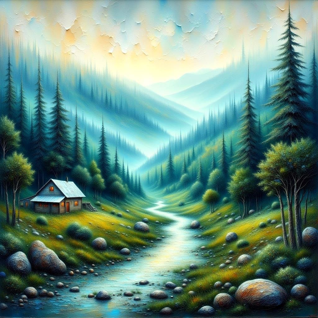 Mountain Majesty in West Virginia Impasto Oil Painting