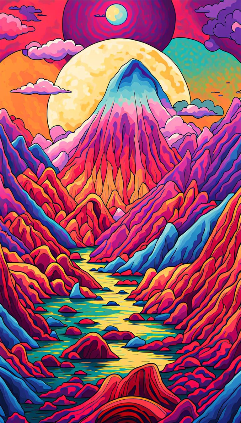 Hyperrealistic Landscape in Contrasting Colors