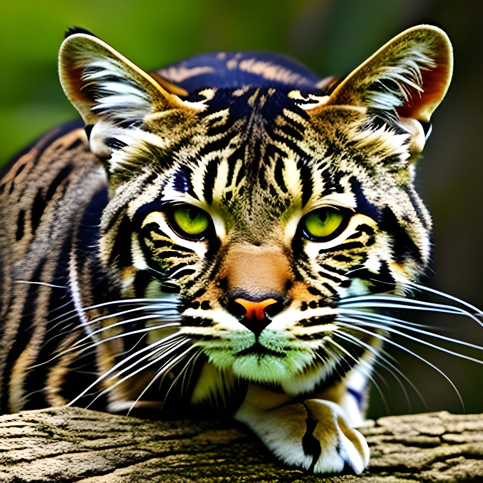Detailed Wild Cat Portrait in Amazon Rainforest