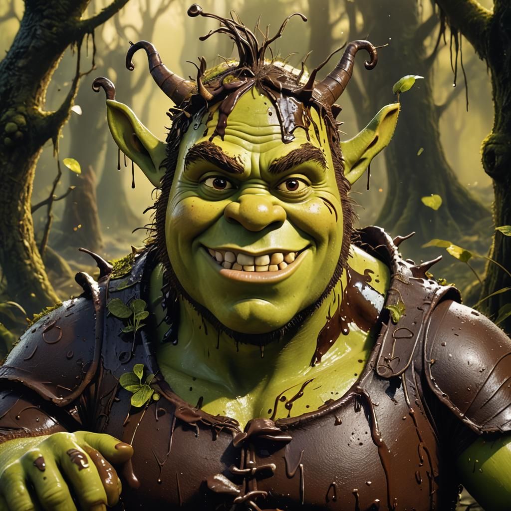 Chocolate Covered Shrek in Whimsical Fantasy Art
