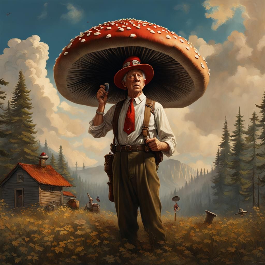 Mushroom Hat Man: A Rockwell-esque Freedom of Speech