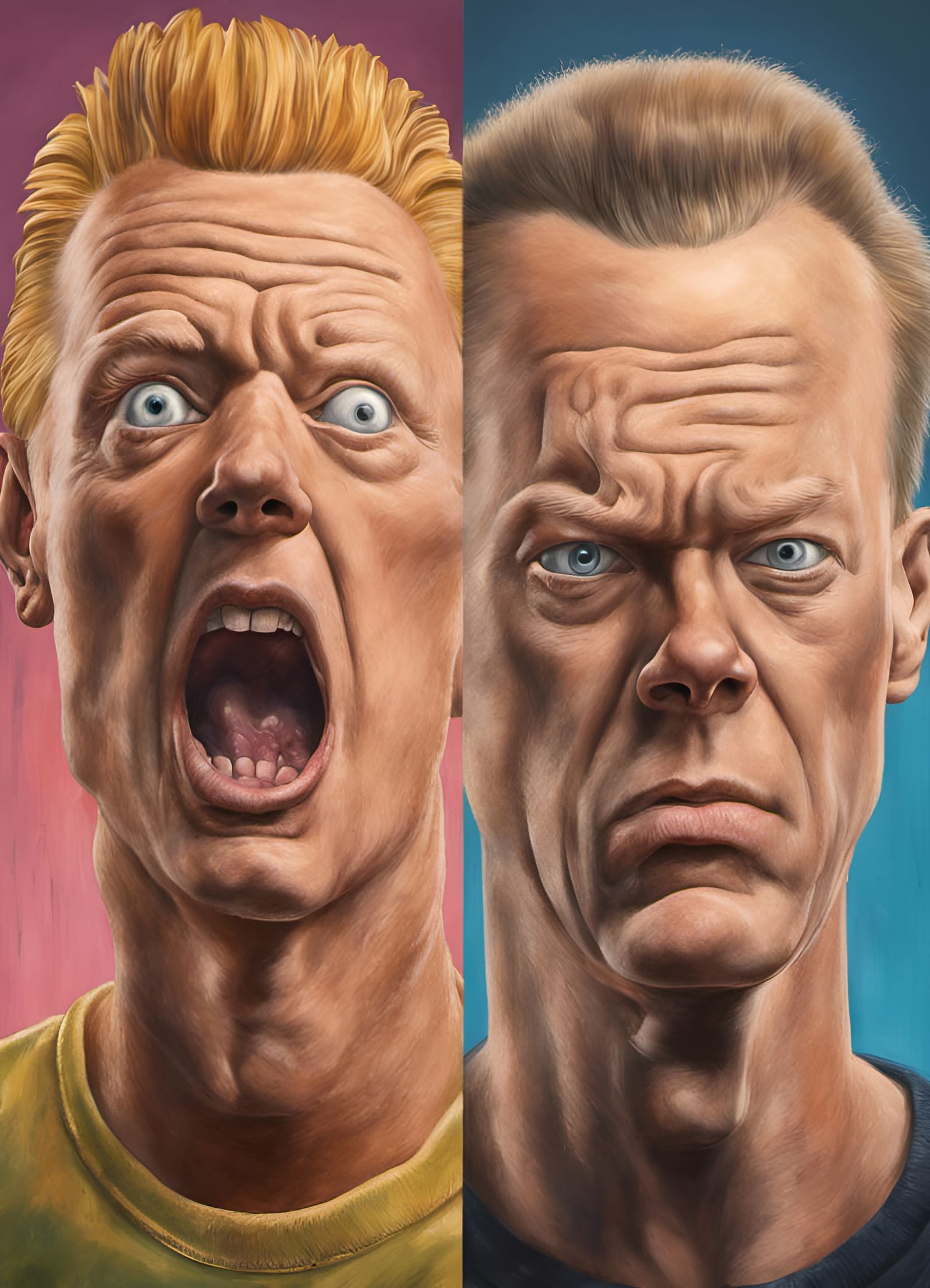 Hyperrealistic Portrait of Grown Up Beavis and Butthead