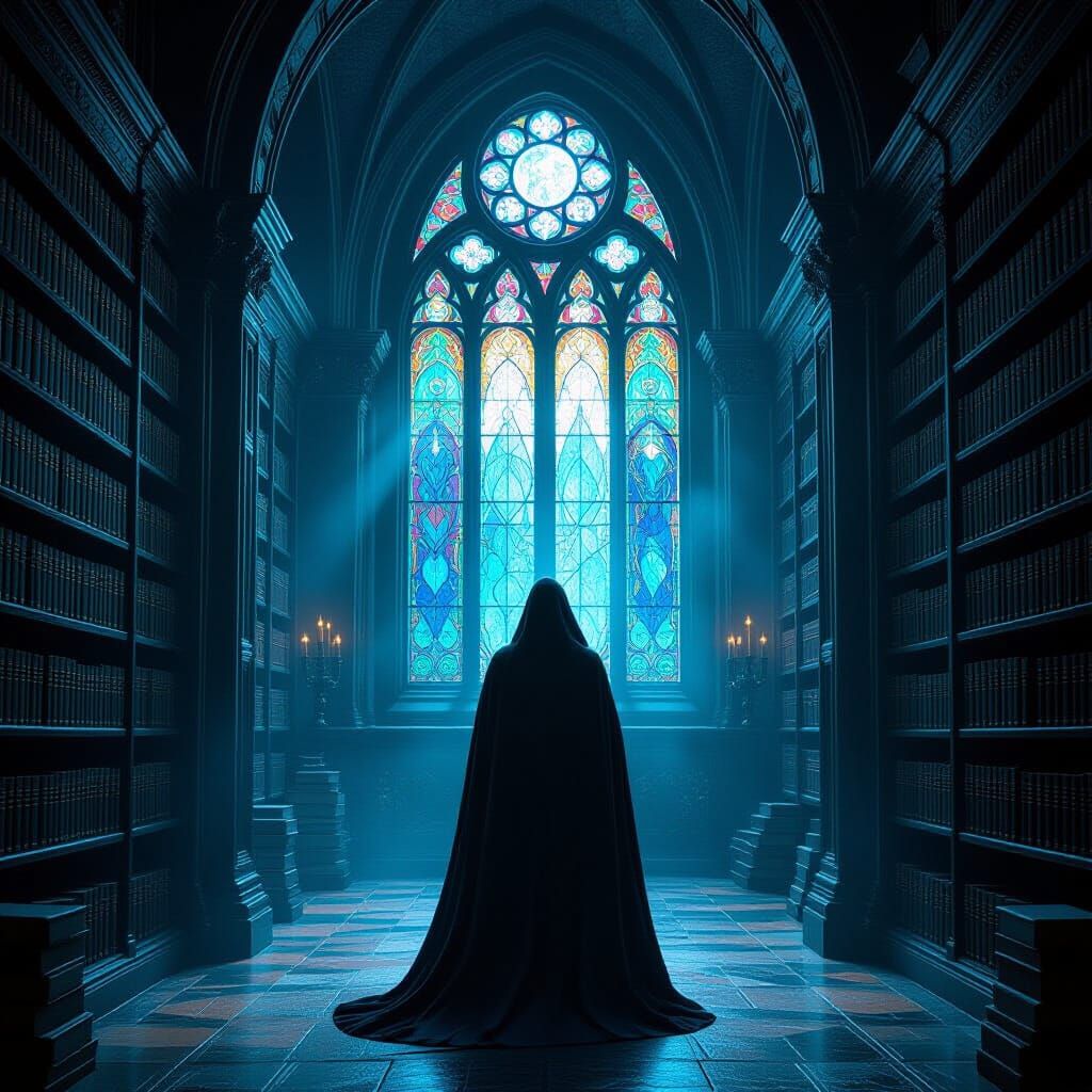 Mystical Library Entrance in Gothic Style