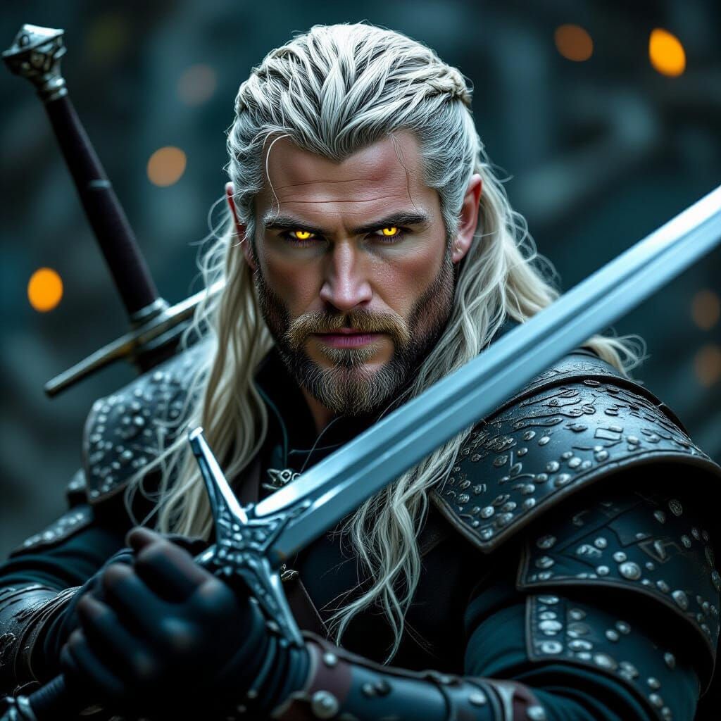 Geralt of Rivia with Silver Swords