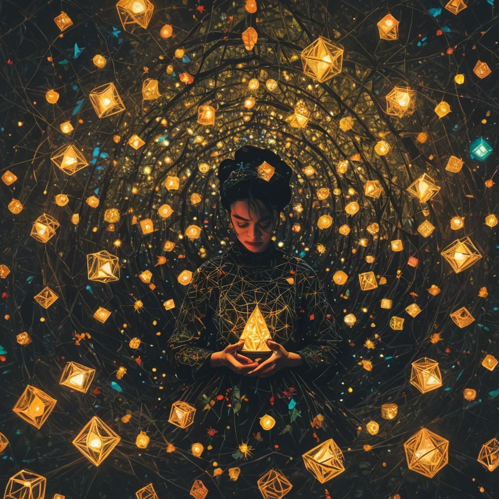 Psychedelic Steampunk Firefly Scene with Christmas Lights