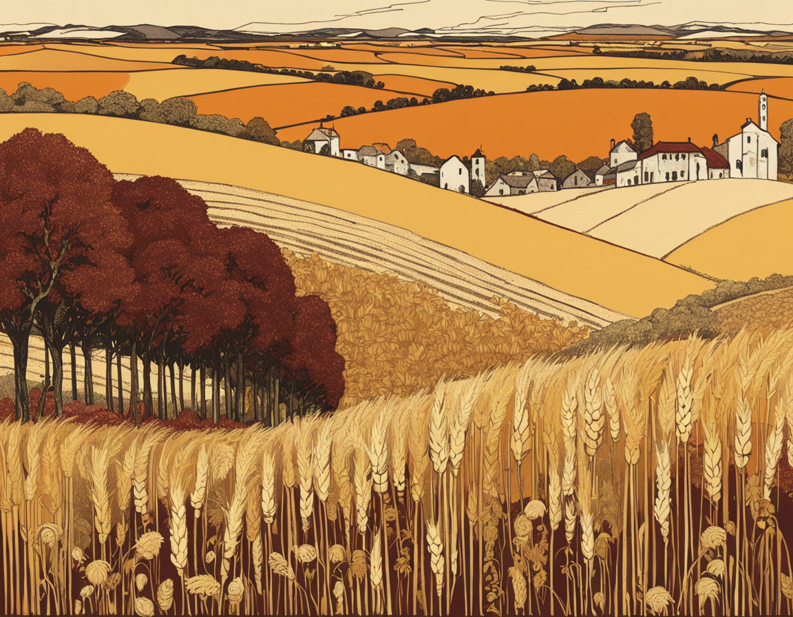 Golden Wheat Field in Earthy Impressionism Style