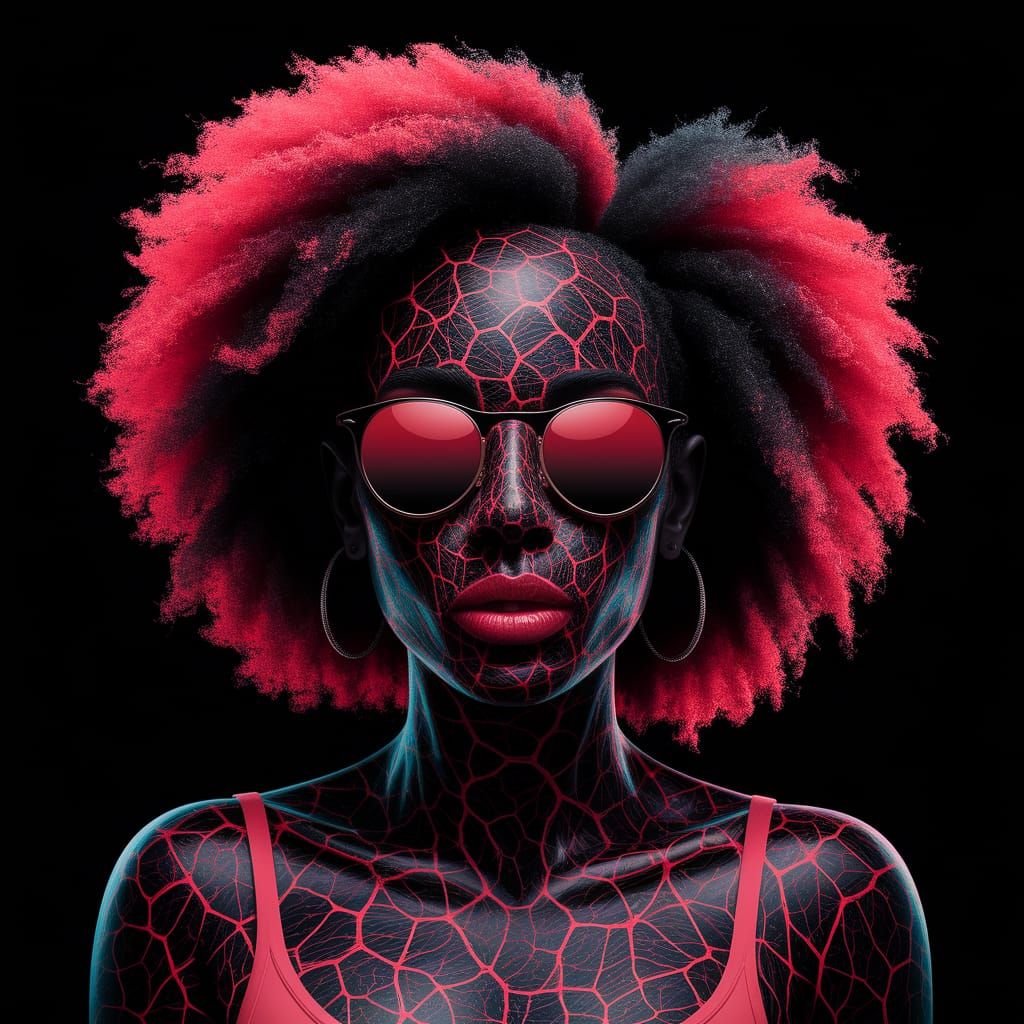 Distorted Abstract Texture with Glowing Neon Pop Art