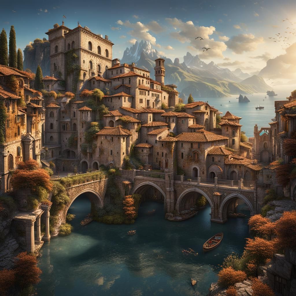 Fantastical Italy: Detailed Matte Painting in Deep Color