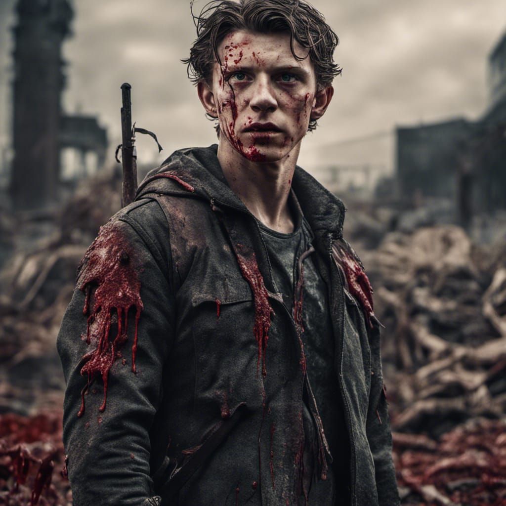 Dystopian Vampire in Battleground, Hyperrealistic HDR