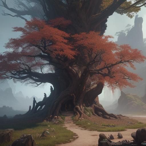 Fantastical Roe Tree in Detailed Matte Painting