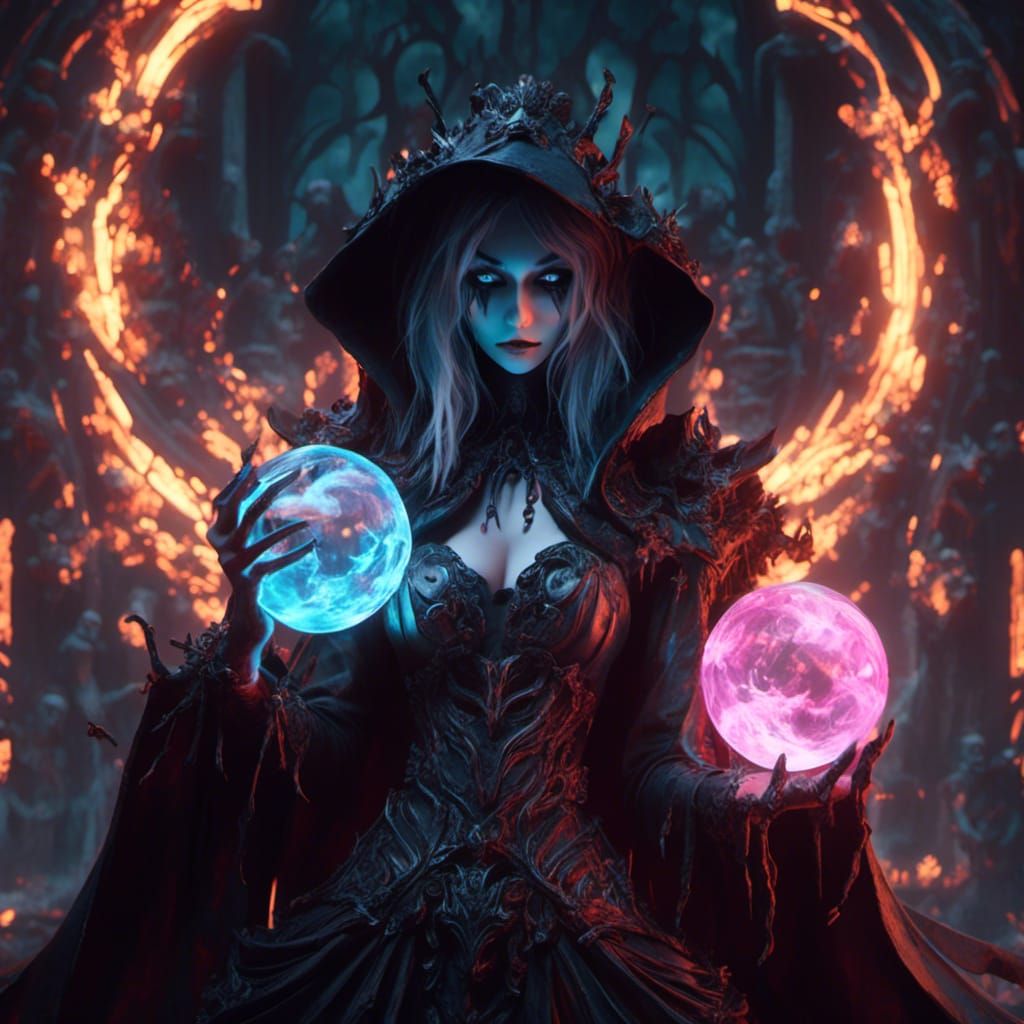 Anime Grim Reaper with Spectral Orb Portrait