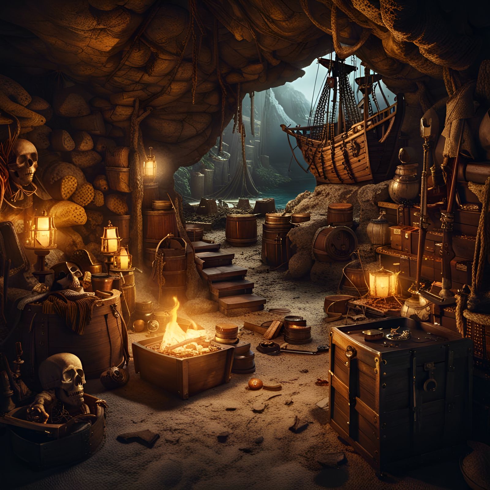 Epic Pirate Cove Hideout with Sunken Treasure