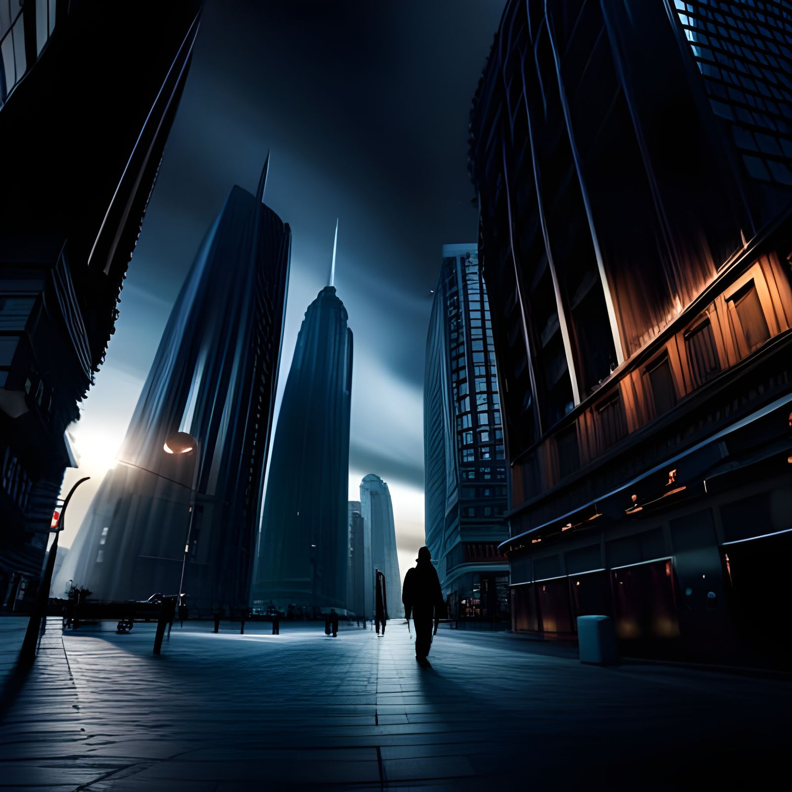 Vibrant Big City Street at Night