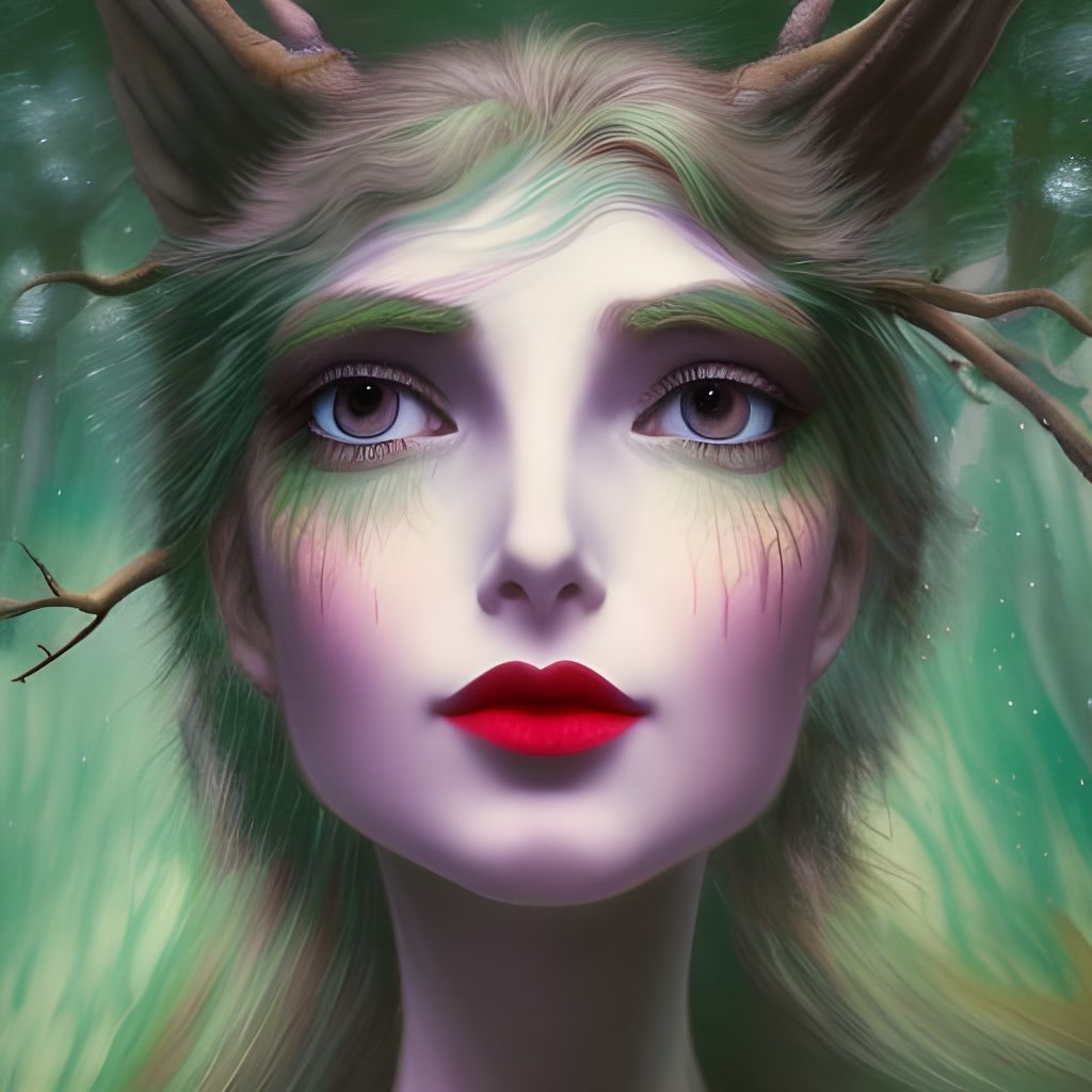 Forest Fairy Portrait in Surreal Digital Art Style