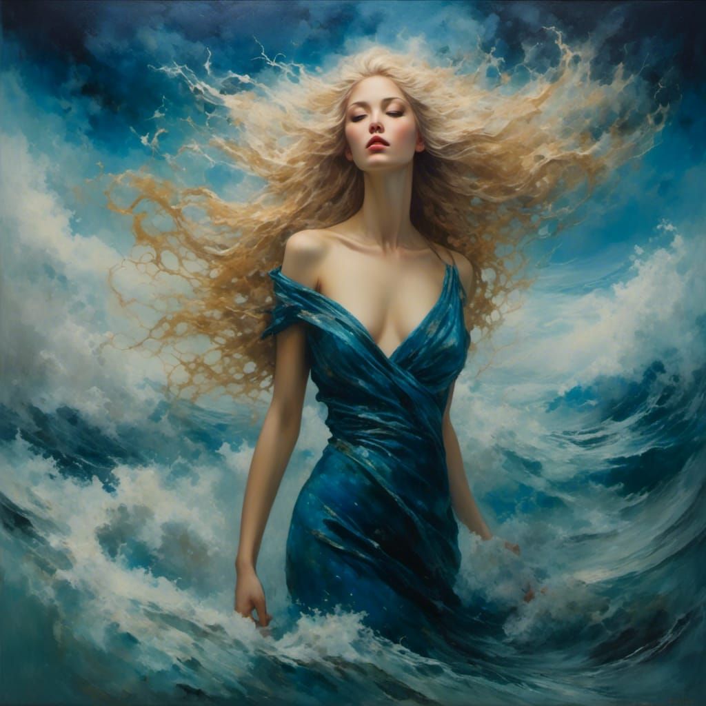 Aphrodite Rising from a Raging Sea