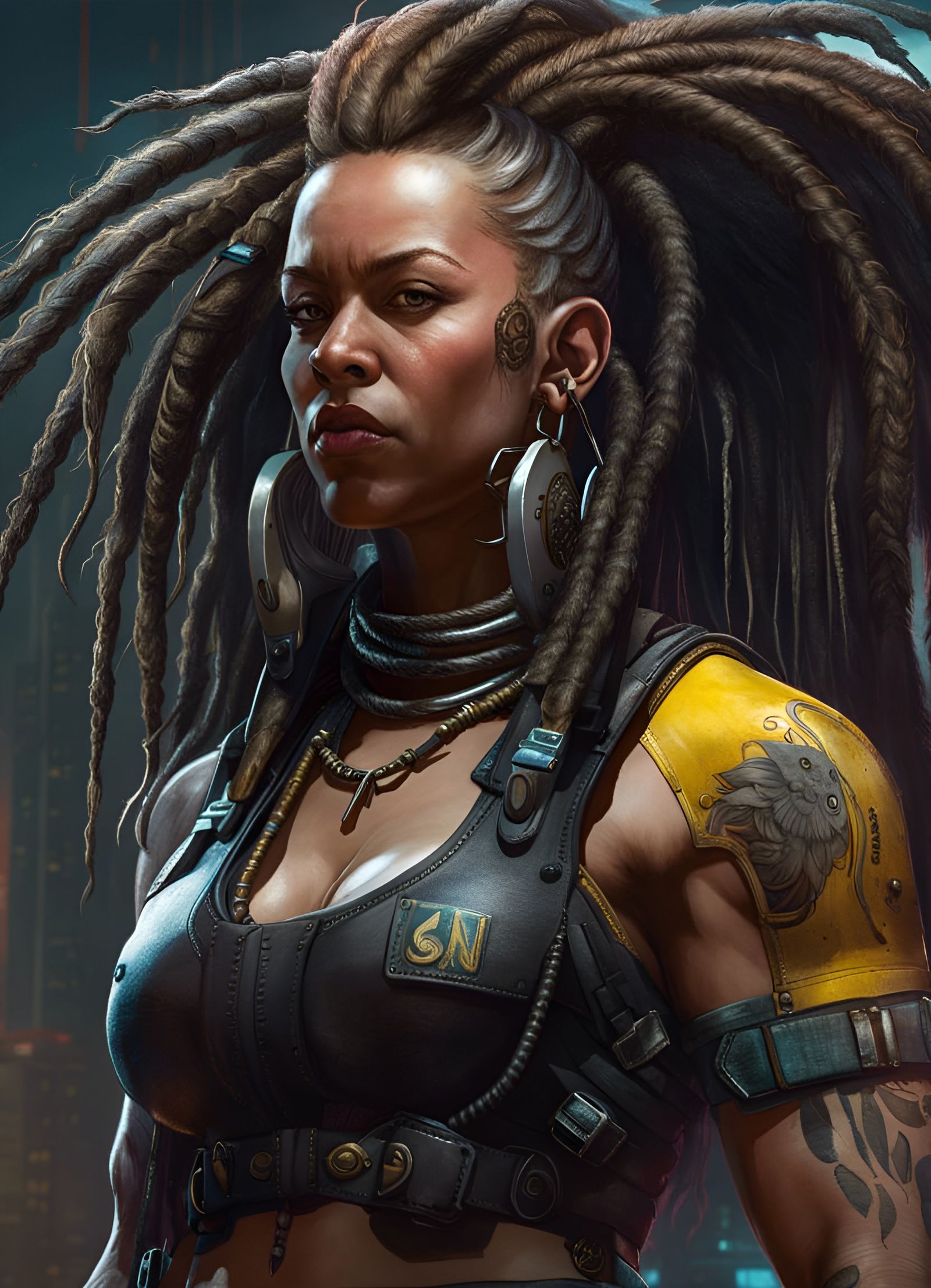 Cyberpunk 2077 V as Crayon Caricature