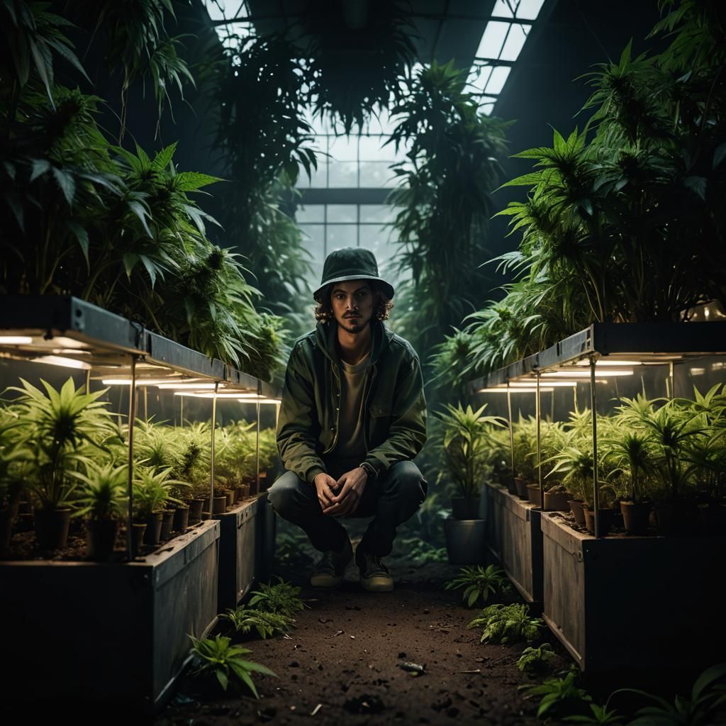 Hyperrealistic Close-Up of a Cannabis Plant