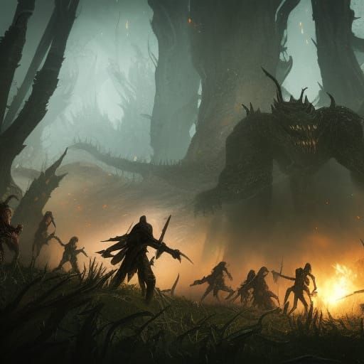 Elves and Humans Unite Against Monsters