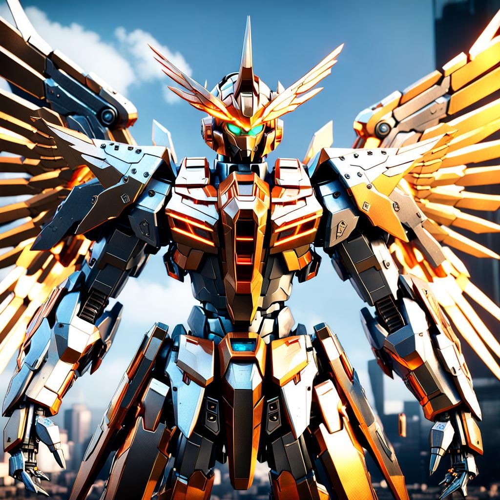 Phoenix Gundam Mech with Prismatic Wings