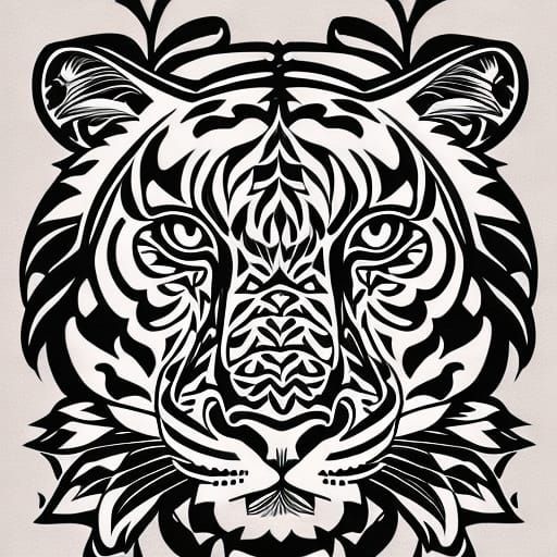 Tiger Tattoo with Roses in Sailor Jerry Style