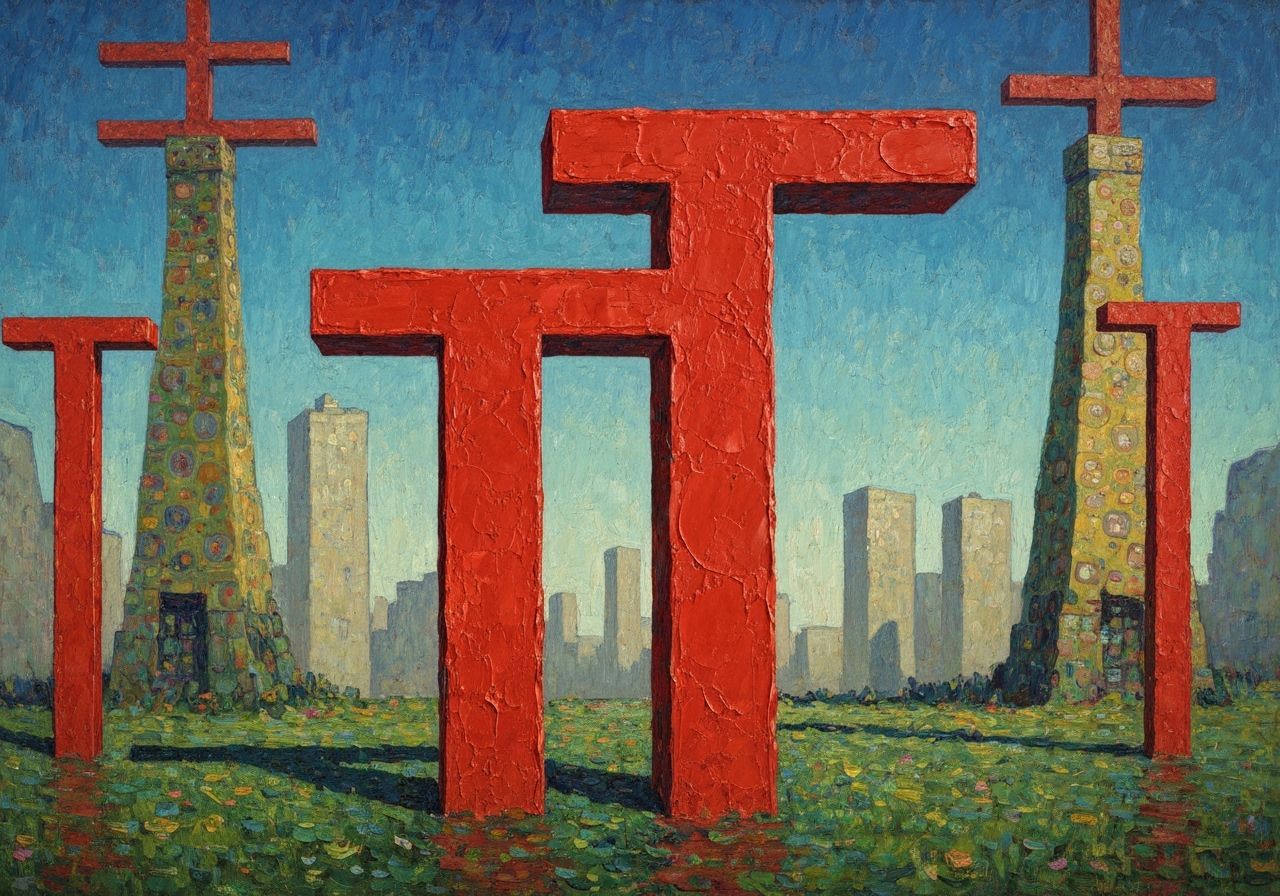 Tetris Game Blocks in Expressive Oil Painting Style