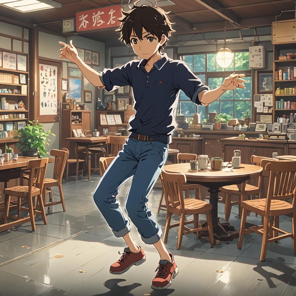 Dancing Man in Studio Ghibli Anime Style