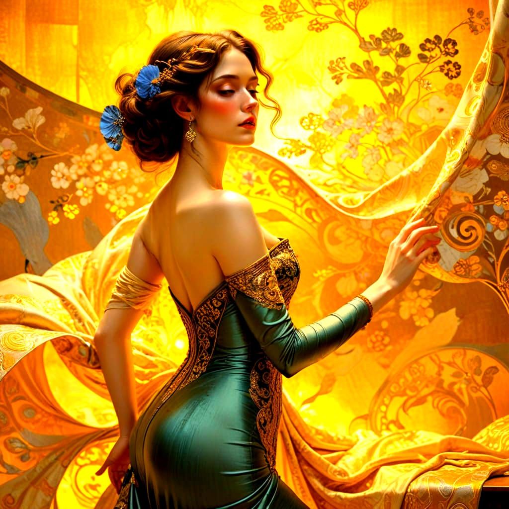 Elegant Woman in Opulent Baroque Attire