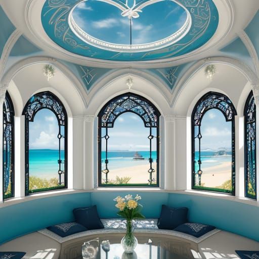 Hyperrealistic Arches in Black and White Art Deco Style