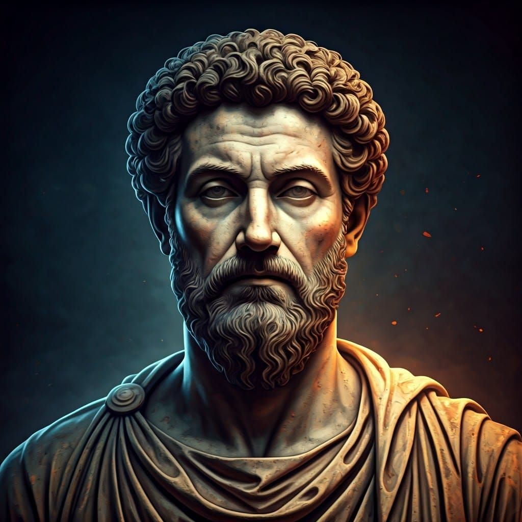 Marcus Aurelius Statue in Dramatic Chiaroscuro