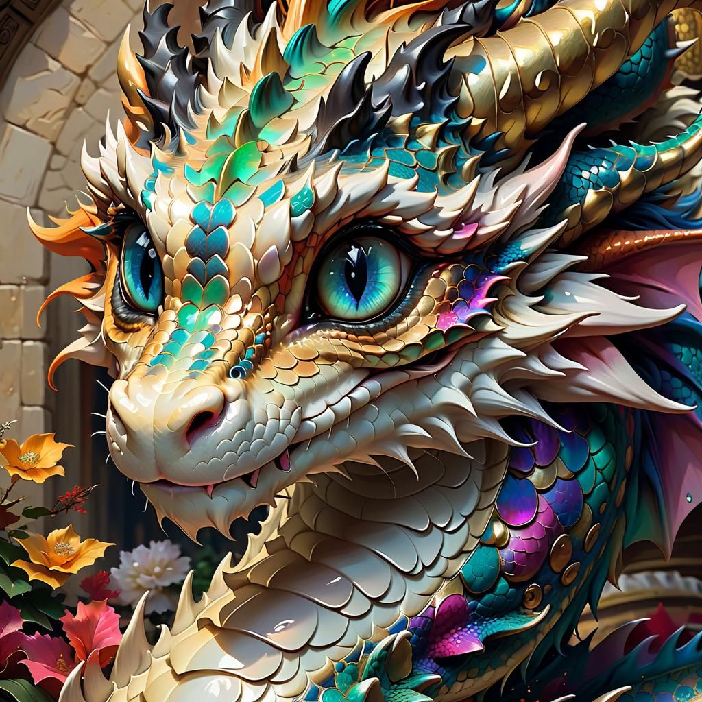 Anime Splotch Dragon Portrait in 16K Resolution