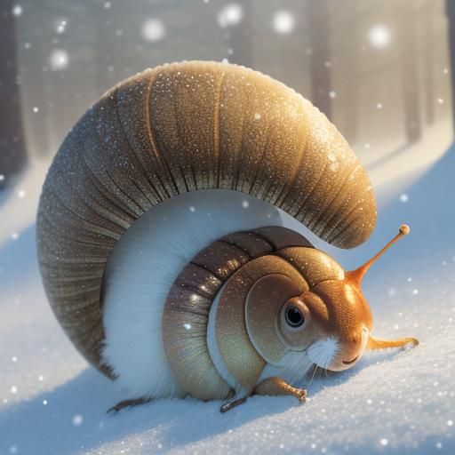 Furry Mollusk Grasshopper - (fantasy beasts in winter)