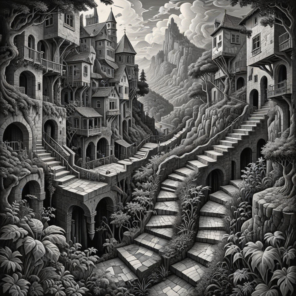 Escher Landscape in Receding Perspective